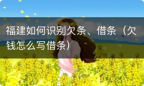 福建如何识别欠条、借条（欠钱怎么写借条）