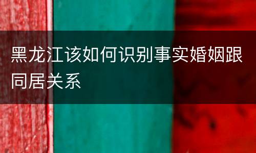黑龙江该如何识别事实婚姻跟同居关系