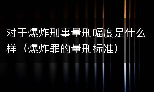 对于爆炸刑事量刑幅度是什么样（爆炸罪的量刑标准）