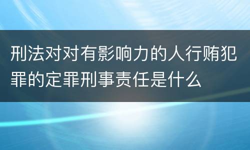 刑法对对有影响力的人行贿犯罪的定罪刑事责任是什么