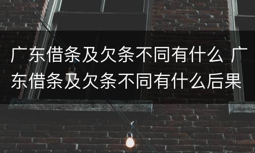 广东借条及欠条不同有什么 广东借条及欠条不同有什么后果