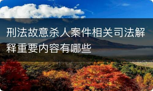 刑法故意杀人案件相关司法解释重要内容有哪些