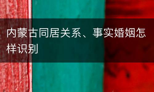 内蒙古同居关系、事实婚姻怎样识别