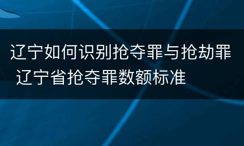 辽宁如何识别抢夺罪与抢劫罪 辽宁省抢夺罪数额标准