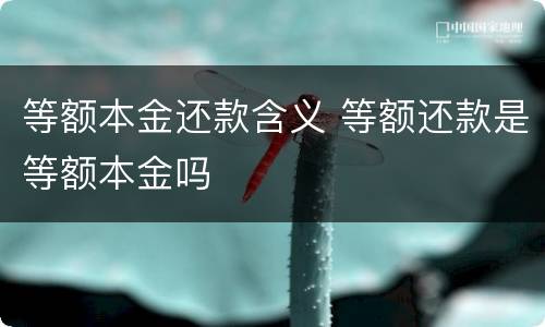 等额本金还款含义 等额还款是等额本金吗