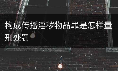 构成传播淫秽物品罪是怎样量刑处罚
