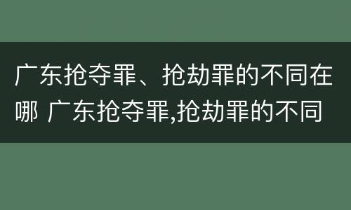 广东抢夺罪、抢劫罪的不同在哪 广东抢夺罪,抢劫罪的不同在哪查
