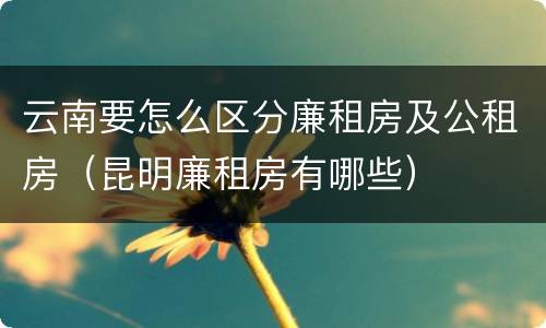 云南要怎么区分廉租房及公租房（昆明廉租房有哪些）
