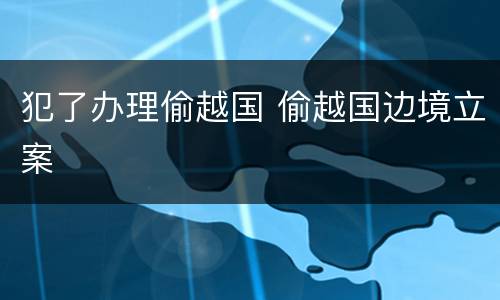 犯了办理偷越国 偷越国边境立案
