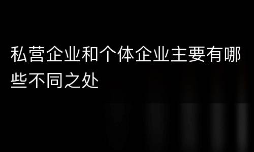 私营企业和个体企业主要有哪些不同之处