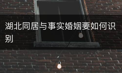湖北同居与事实婚姻要如何识别