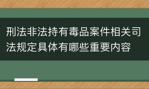 刑法非法持有毒品案件相关司法规定具体有哪些重要内容
