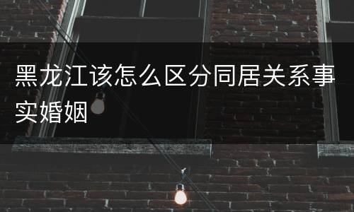 黑龙江该怎么区分同居关系事实婚姻