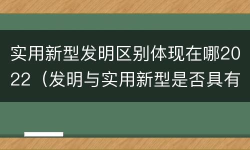 实用新型发明区别体现在哪2022（发明与实用新型是否具有实用性）