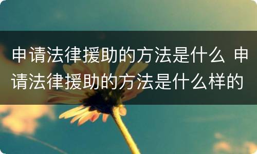 申请法律援助的方法是什么 申请法律援助的方法是什么样的