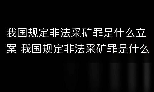 我国规定非法采矿罪是什么立案 我国规定非法采矿罪是什么立案依据