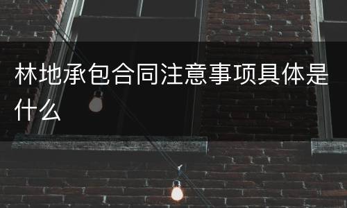 林地承包合同注意事项具体是什么