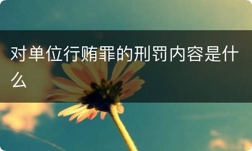 对单位行贿罪的刑罚内容是什么