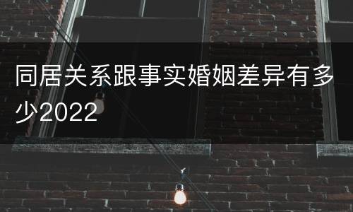 同居关系跟事实婚姻差异有多少2022
