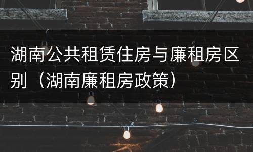 湖南公共租赁住房与廉租房区别（湖南廉租房政策）