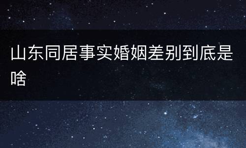 山东同居事实婚姻差别到底是啥