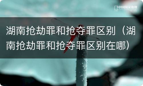 湖南抢劫罪和抢夺罪区别（湖南抢劫罪和抢夺罪区别在哪）