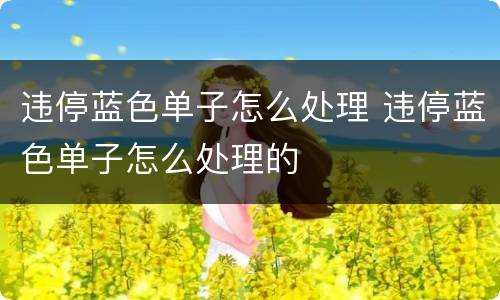 违停蓝色单子怎么处理 违停蓝色单子怎么处理的