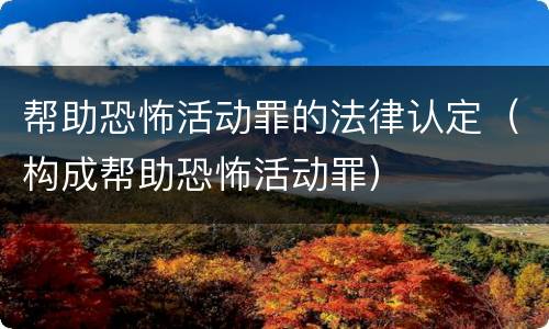 帮助恐怖活动罪的法律认定（构成帮助恐怖活动罪）