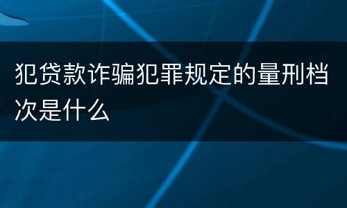 犯贷款诈骗犯罪规定的量刑档次是什么