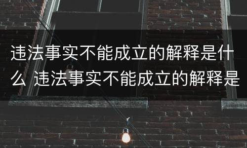 违法事实不能成立的解释是什么 违法事实不能成立的解释是什么规定