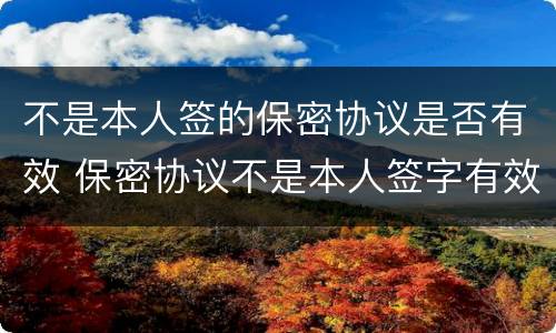 不是本人签的保密协议是否有效 保密协议不是本人签字有效吗