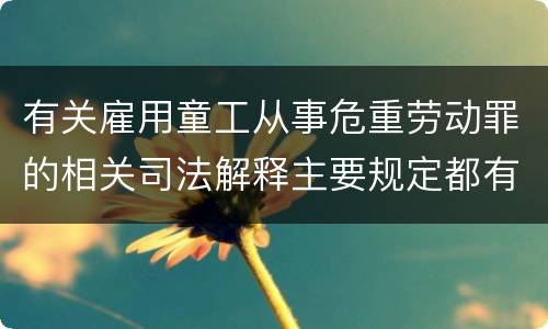 有关雇用童工从事危重劳动罪的相关司法解释主要规定都有哪些
