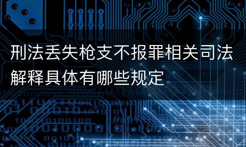 刑法丢失枪支不报罪相关司法解释具体有哪些规定