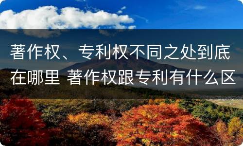 著作权、专利权不同之处到底在哪里 著作权跟专利有什么区别