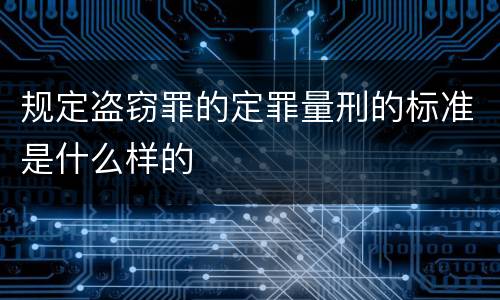 规定盗窃罪的定罪量刑的标准是什么样的