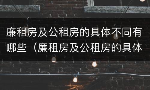 廉租房及公租房的具体不同有哪些（廉租房及公租房的具体不同有哪些特点）