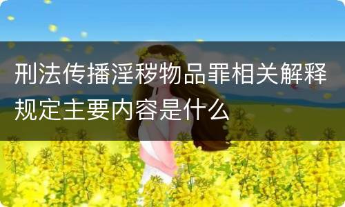 刑法传播淫秽物品罪相关解释规定主要内容是什么