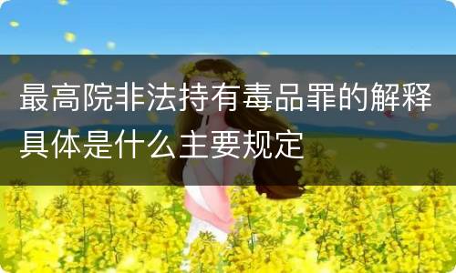 最高院非法持有毒品罪的解释具体是什么主要规定