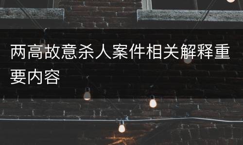 两高故意杀人案件相关解释重要内容
