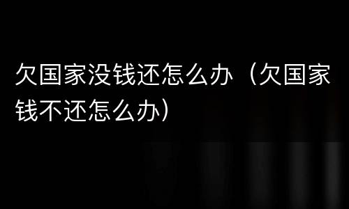欠国家没钱还怎么办（欠国家钱不还怎么办）