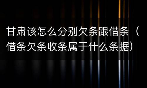 甘肃该怎么分别欠条跟借条（借条欠条收条属于什么条据）