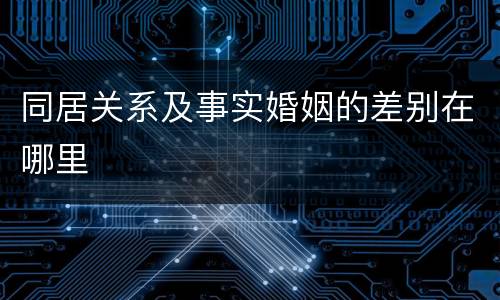 同居关系及事实婚姻的差别在哪里