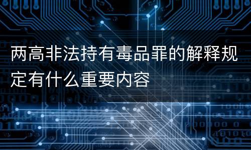 两高非法持有毒品罪的解释规定有什么重要内容