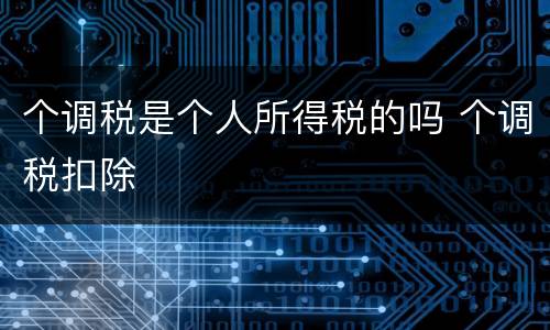 个调税是个人所得税的吗 个调税扣除