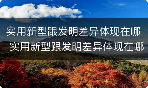 实用新型跟发明差异体现在哪 实用新型跟发明差异体现在哪些方面