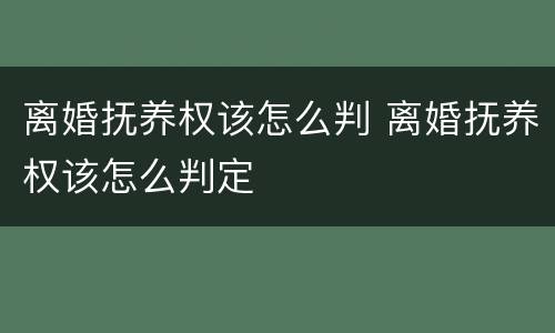 离婚抚养权该怎么判 离婚抚养权该怎么判定