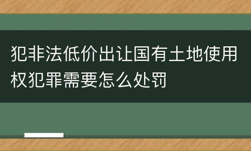 犯非法低价出让国有土地使用权犯罪需要怎么处罚
