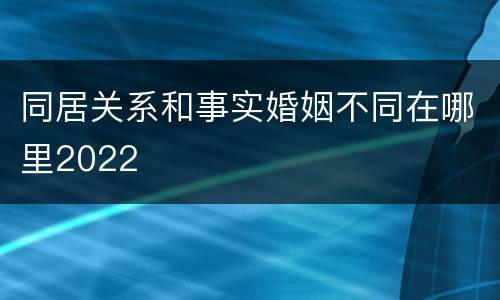 同居关系和事实婚姻不同在哪里2022