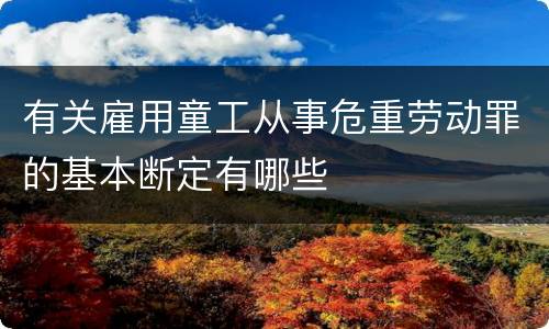 有关雇用童工从事危重劳动罪的基本断定有哪些