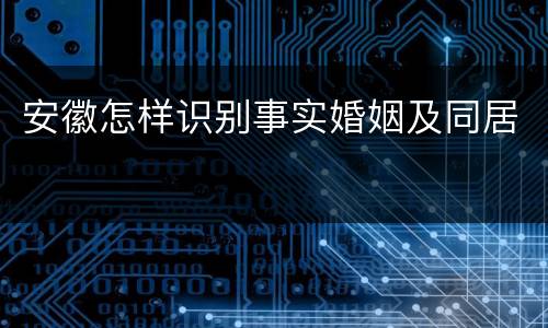 安徽怎样识别事实婚姻及同居